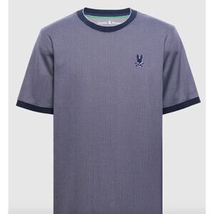 New Mens Mackay Jacquard Signature Tee Evening Blue Medium 4